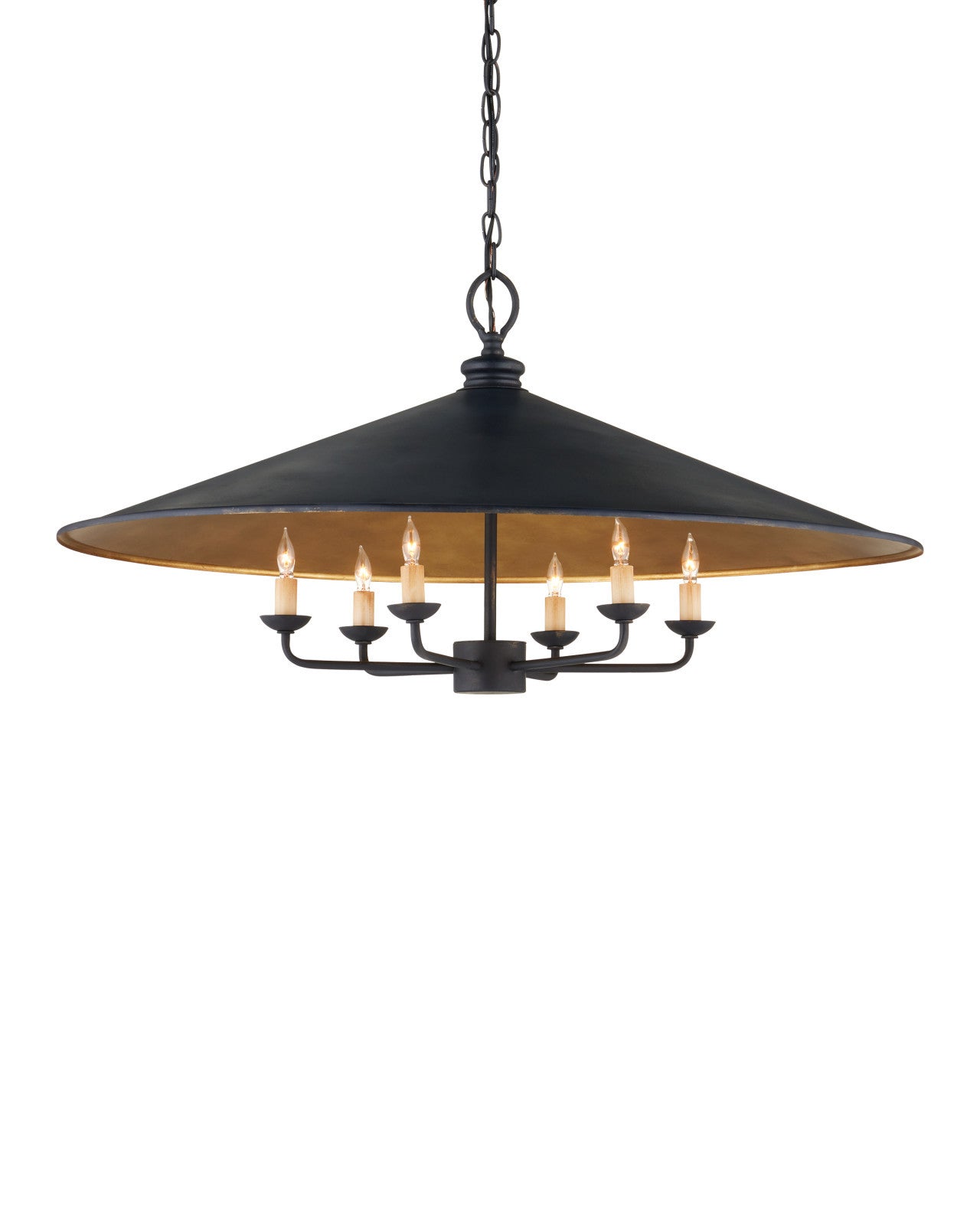 Currey & Company Brussels 36" Black 6 Light Chandelier