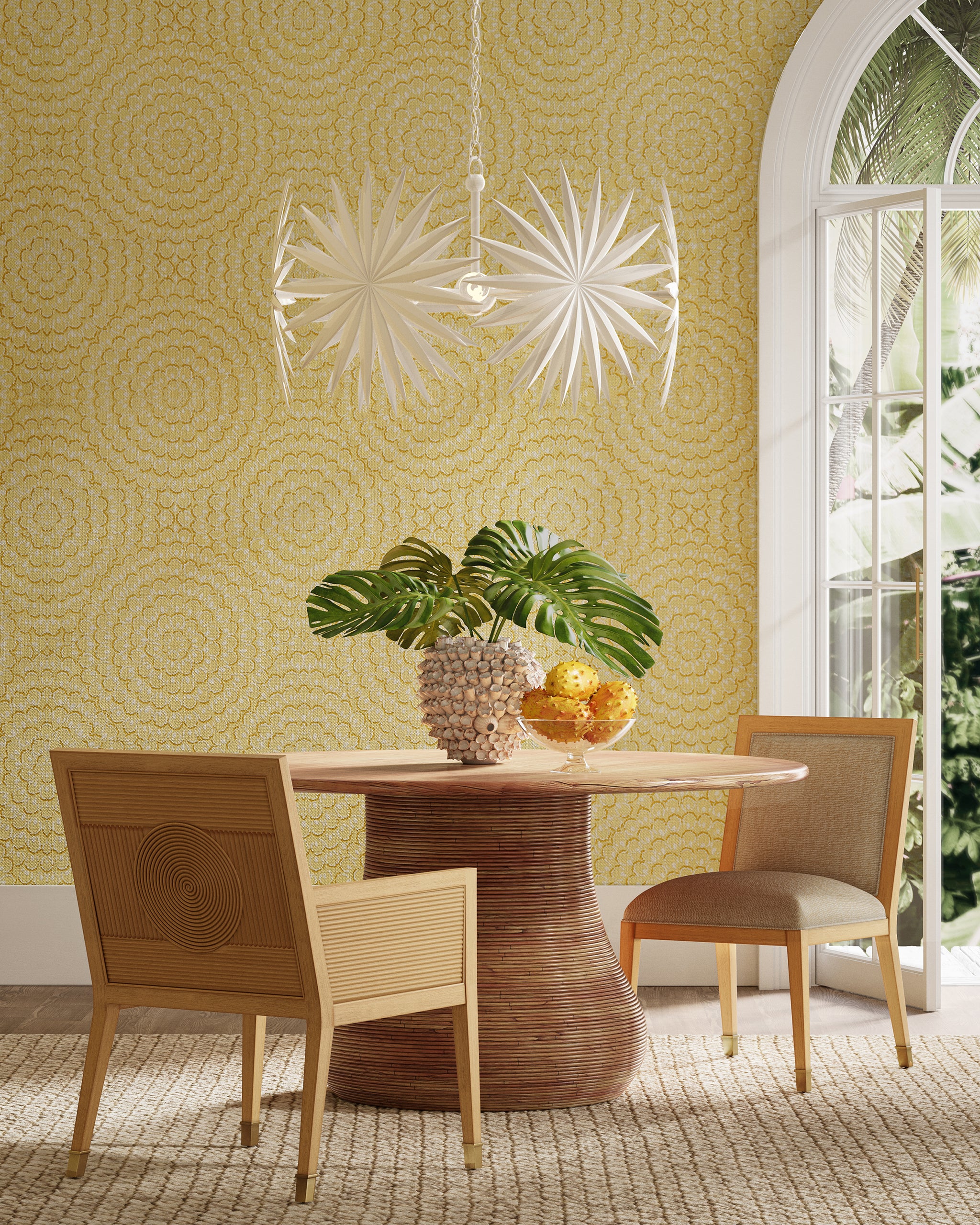 Currey & Company Bismarkia Small White Chandelier