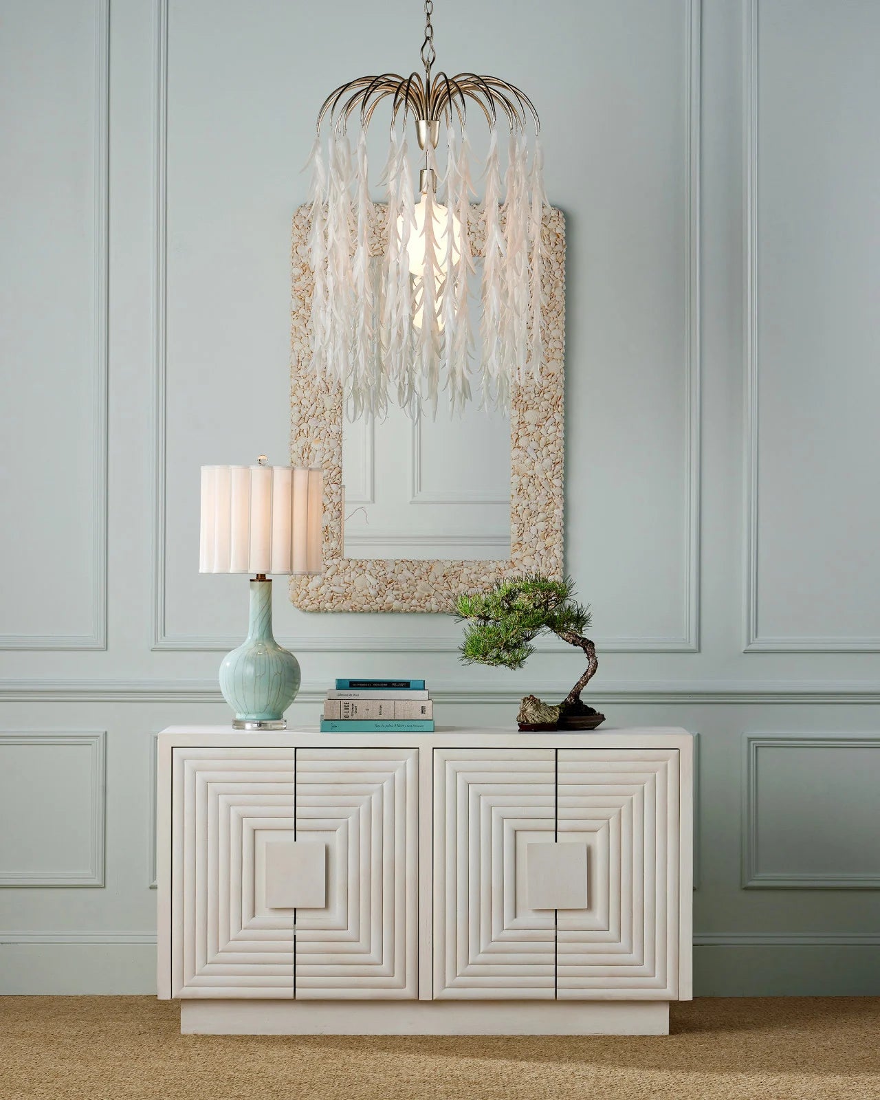 Currey and Company Morombe Cabinet in White