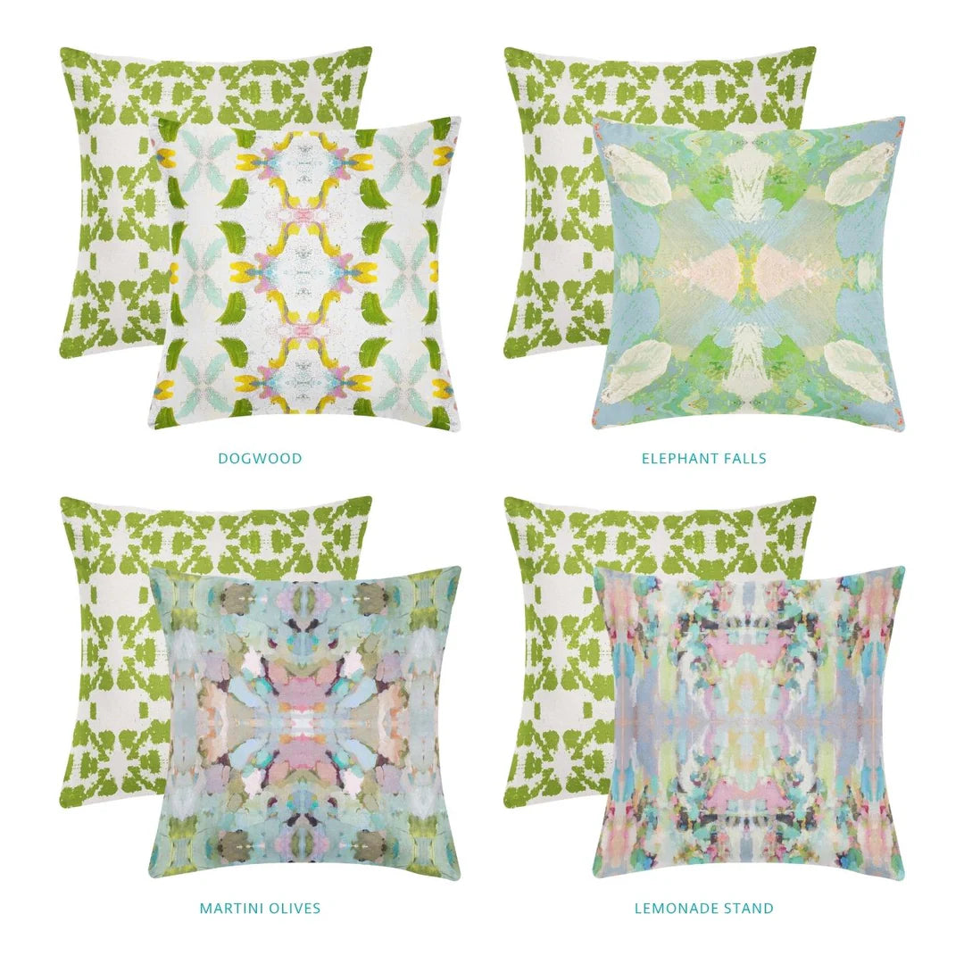 Mosaic Green Linen Cotton Pillow by Laura Park