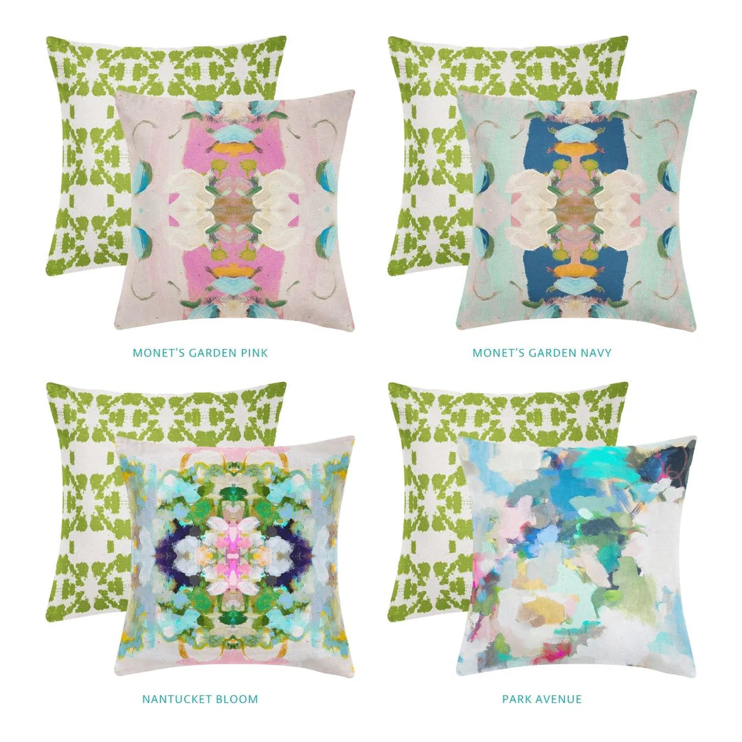 Mosaic Green Linen Cotton Pillow by Laura Park