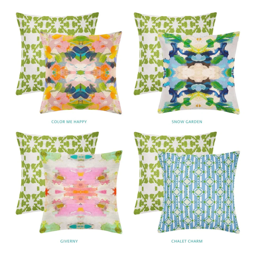 Mosaic Green Linen Cotton Pillow by Laura Park