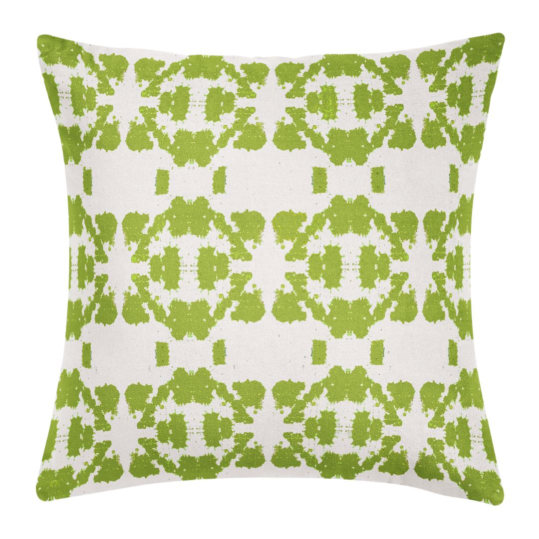 Mosaic Green Linen Cotton Pillow by Laura Park