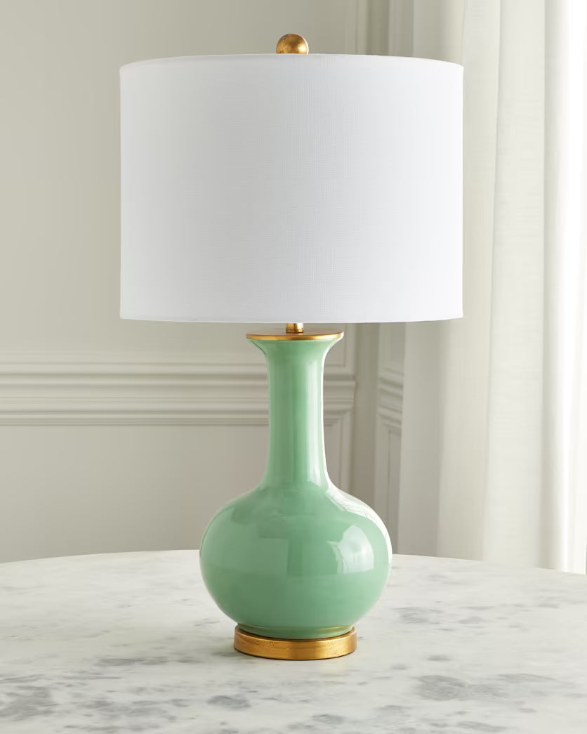 Sylvie Green Ceramic Lamp by Old World Designs