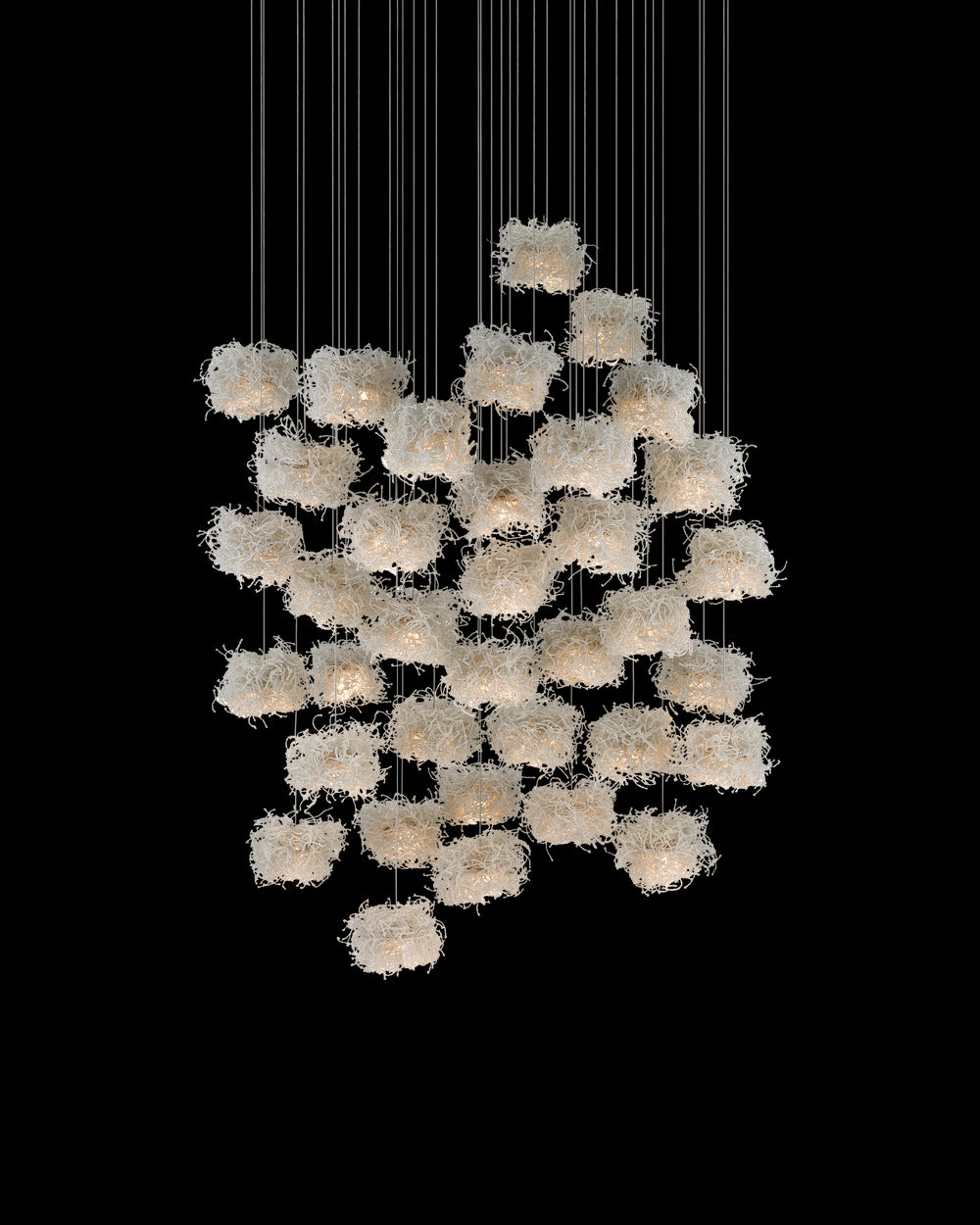 Currey & Company Birds Nest 36 Light Round Multi Drop Pendant