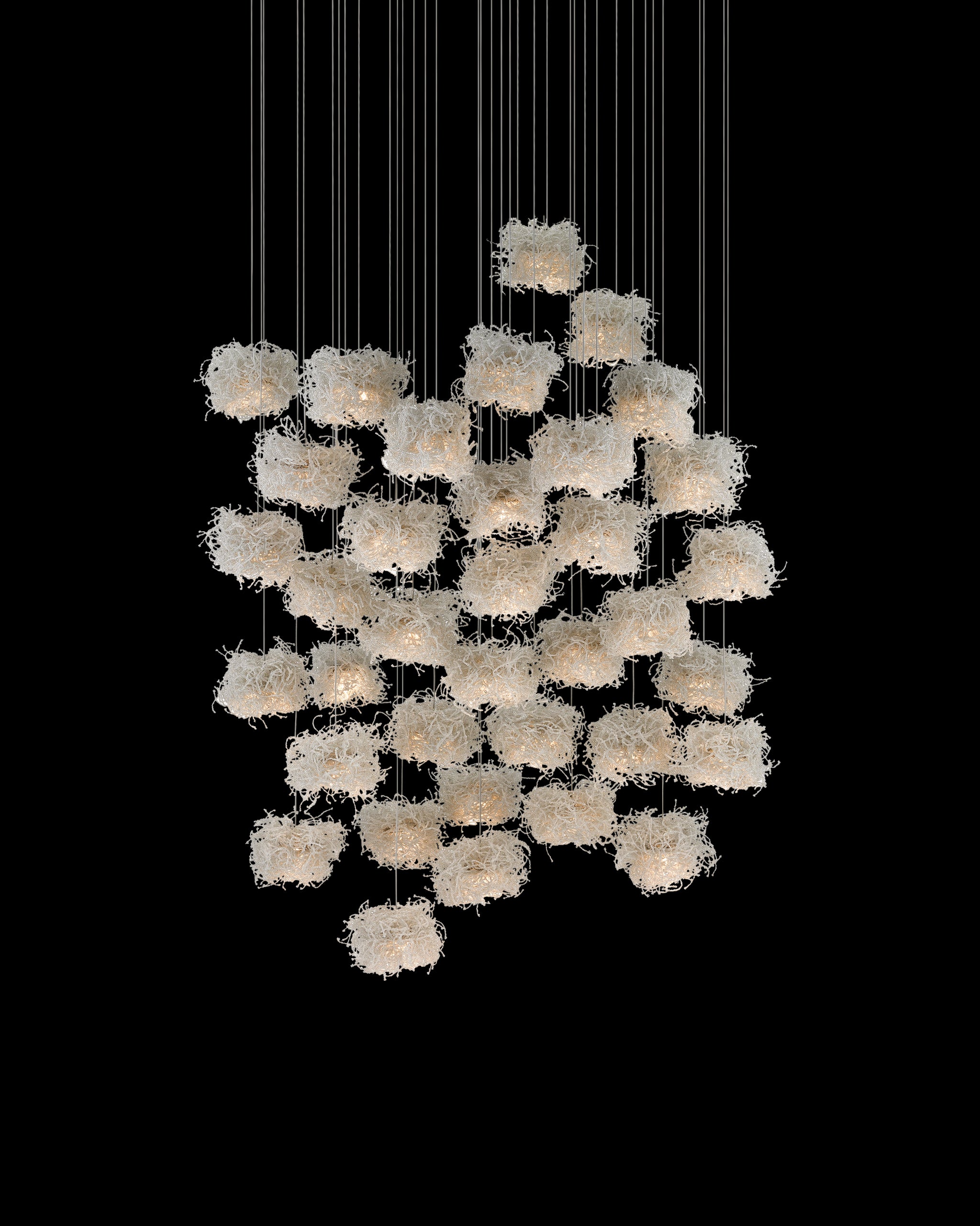 Currey & Company Birds Nest 36 Light Round Multi Drop Pendant