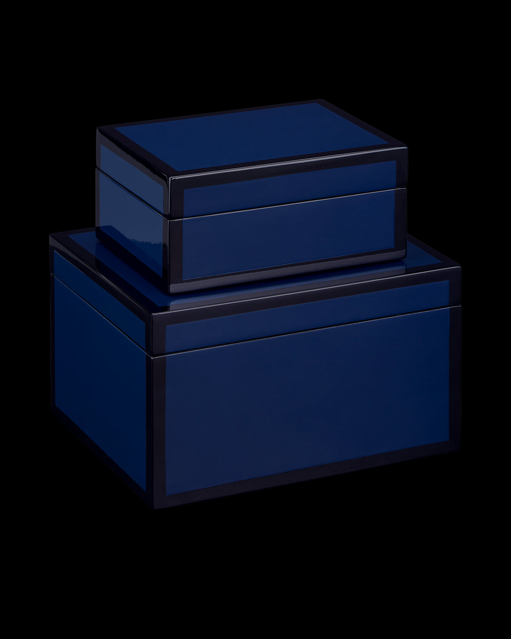 Currey & Company Navy Lacquer Box Set Of 2