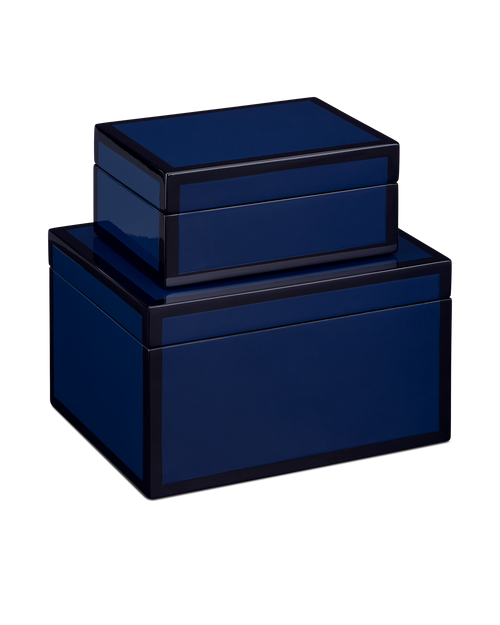 Currey & Company Navy Lacquer Box Set Of 2