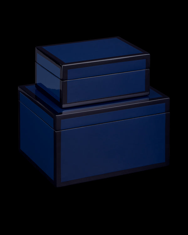 Currey & Company Navy Lacquer Box Set Of 2