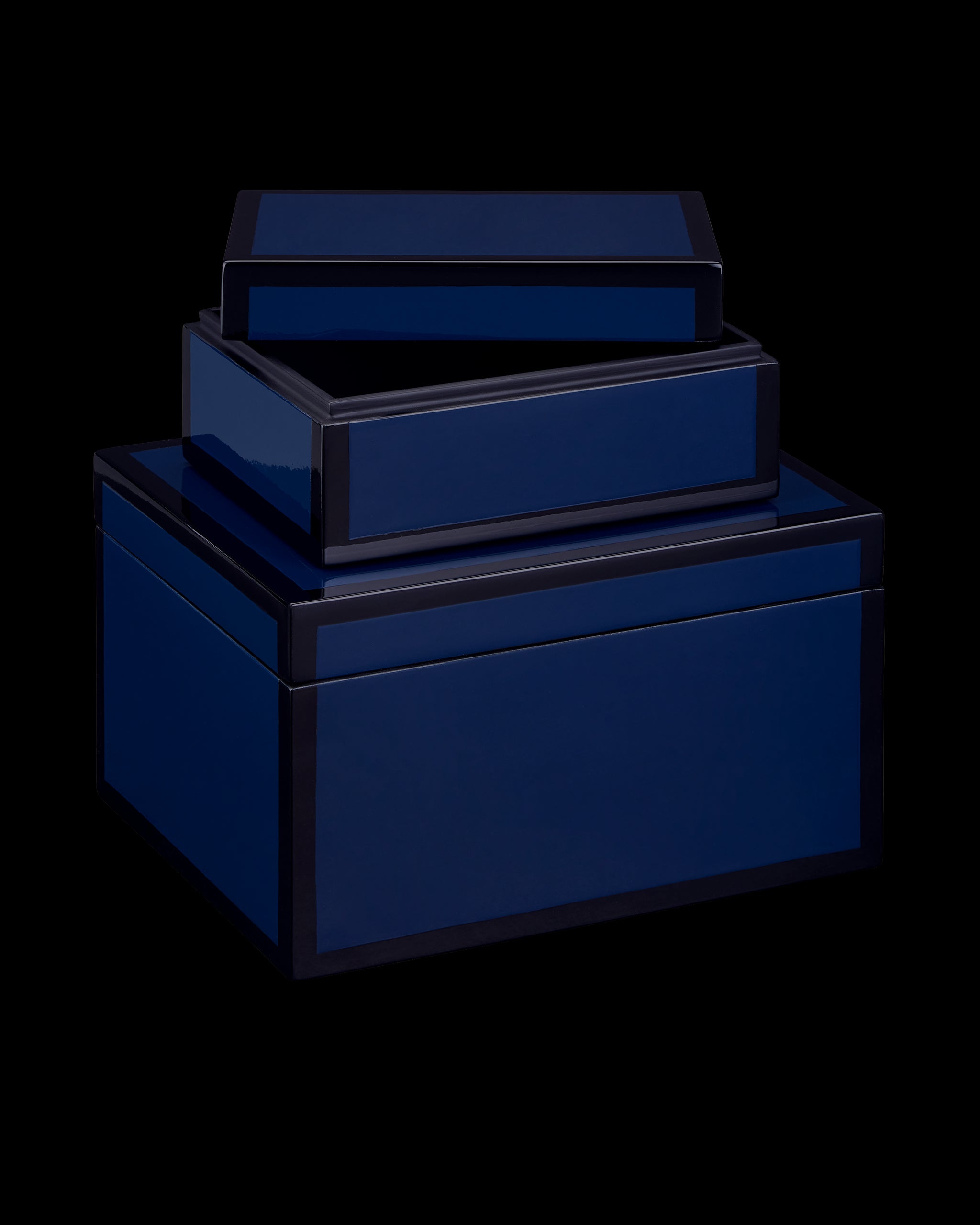 Currey & Company Navy Lacquer Box Set Of 2