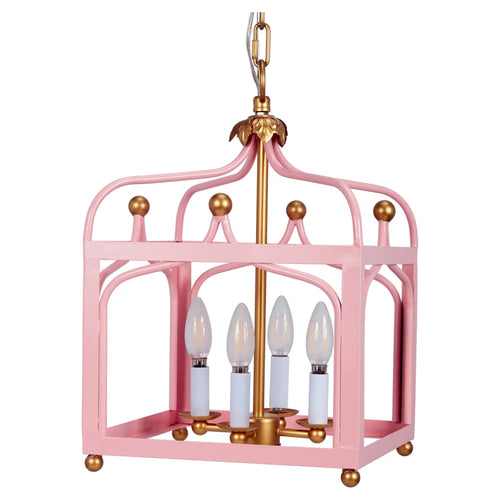 Old World Design Jen Blush Pink Pendant Light with Gold Accents