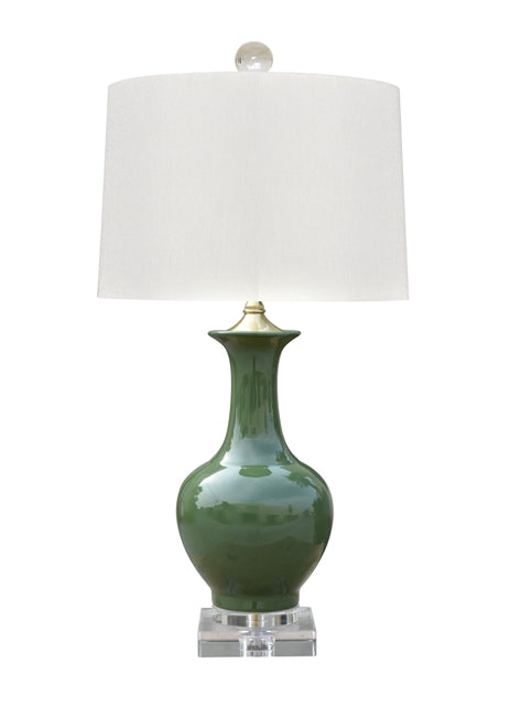 Pine Green Porcelain Vase Lamp