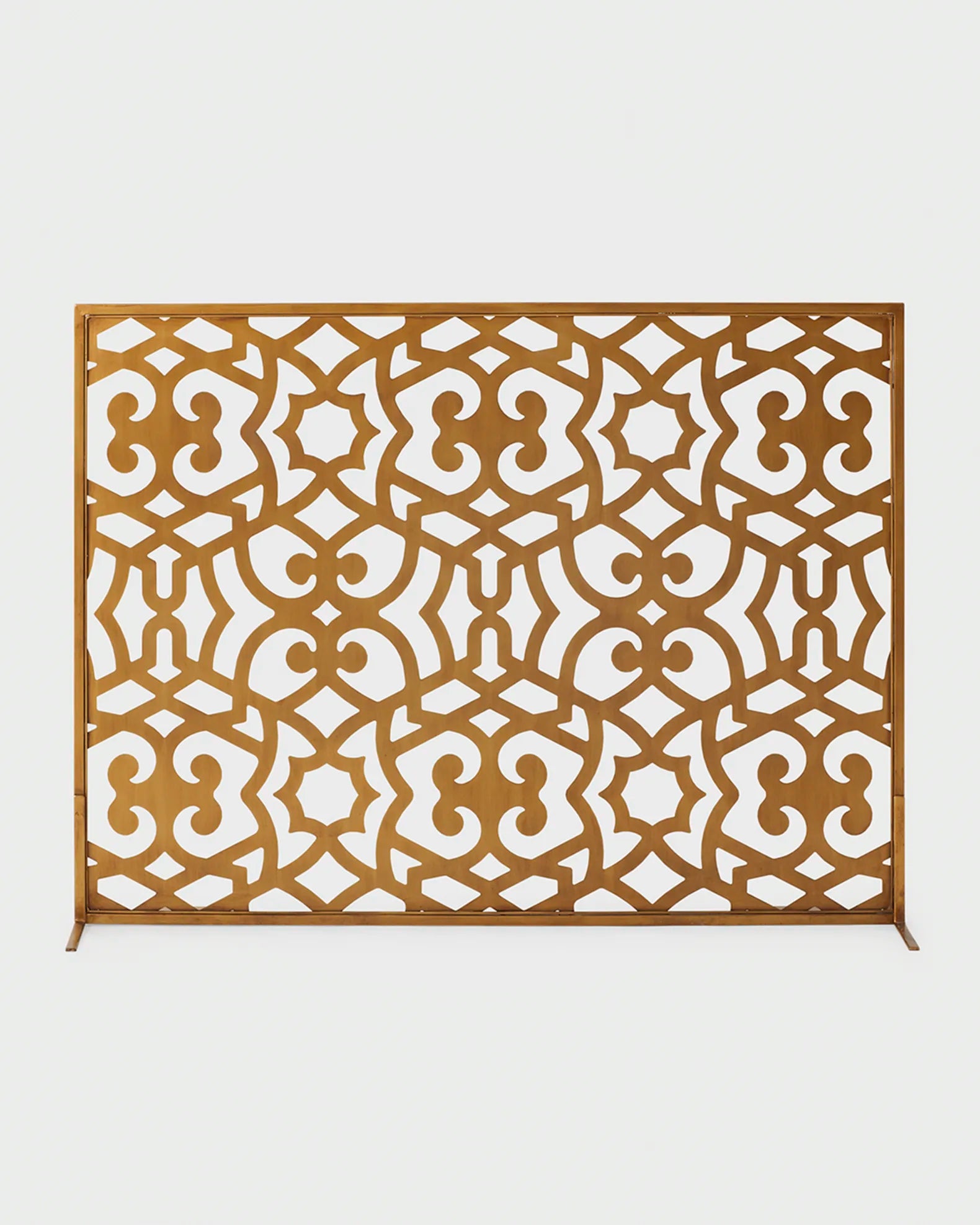 Old World Design Dark Golden Patterned Ramey Fireplace Screen