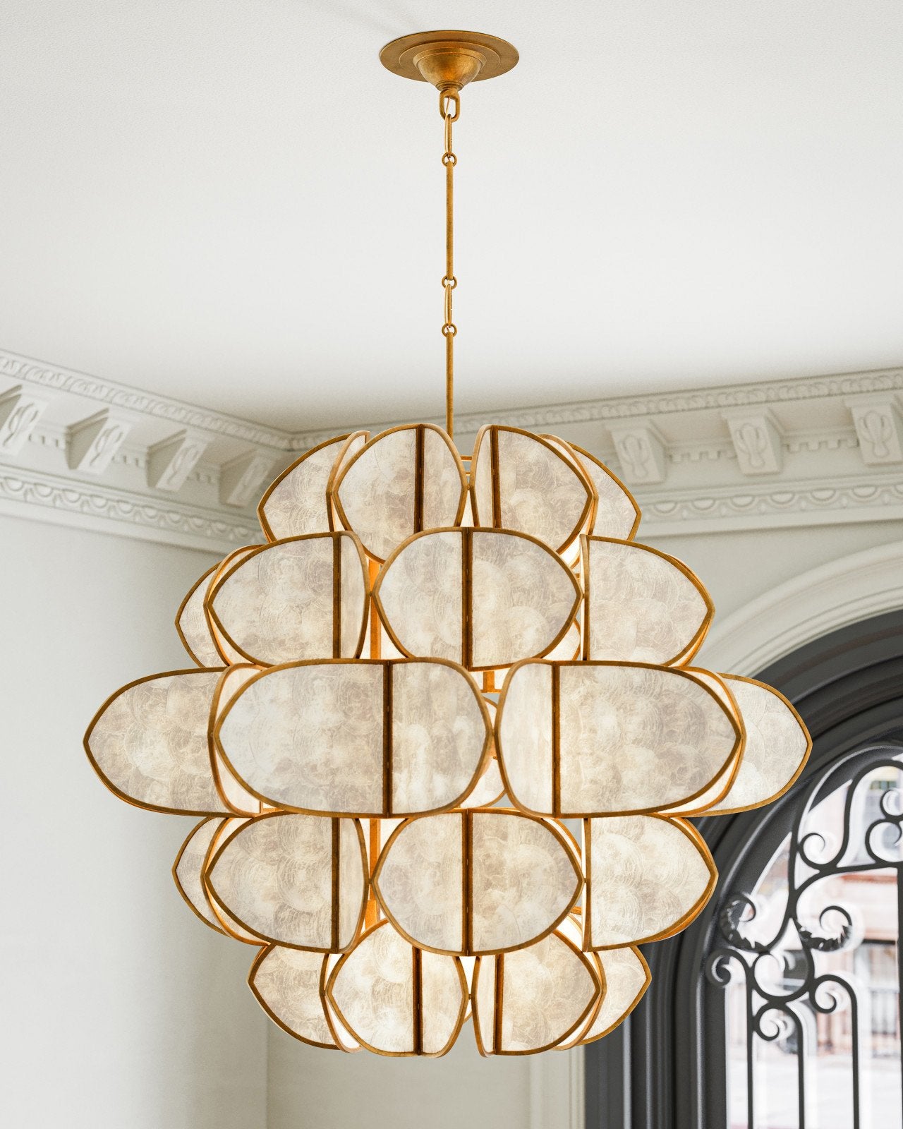Currey & Company Galatea 30" Brass 9 Light Chandelier