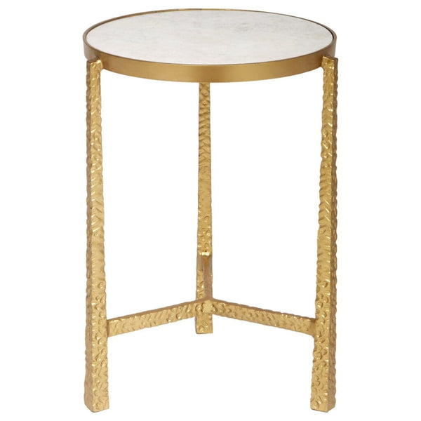 Silas Cast Aluminum Accent Table with White Marble Base