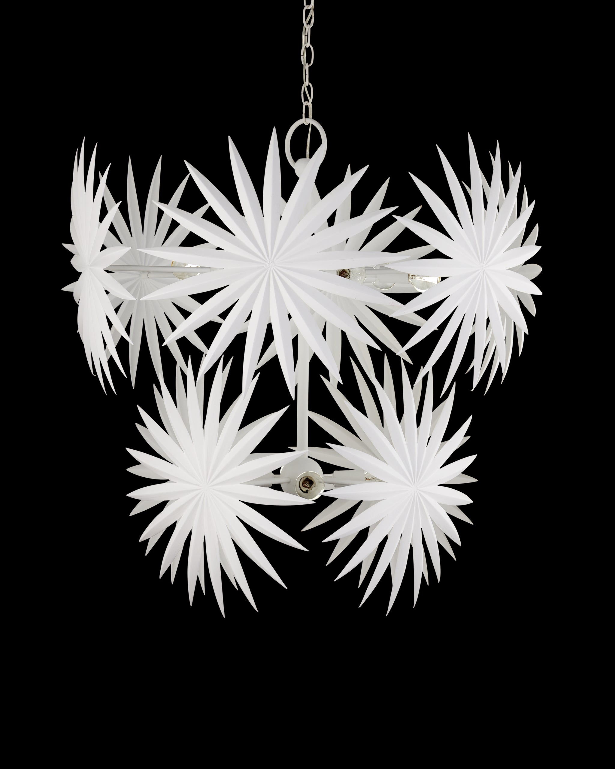 Currey & Company Bismarkia Medium White Chandelier