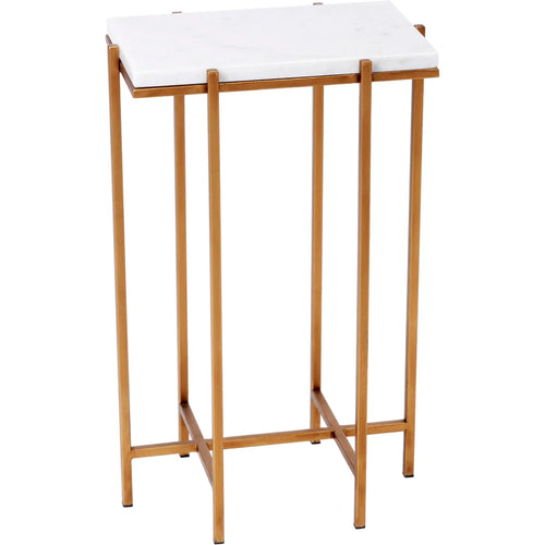 Delmar Rectangular Accent Table in White Marble and Gold