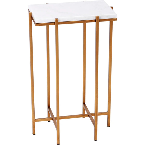 Delmar Rectangular Accent Table in White Marble and Gold - Ivy Home