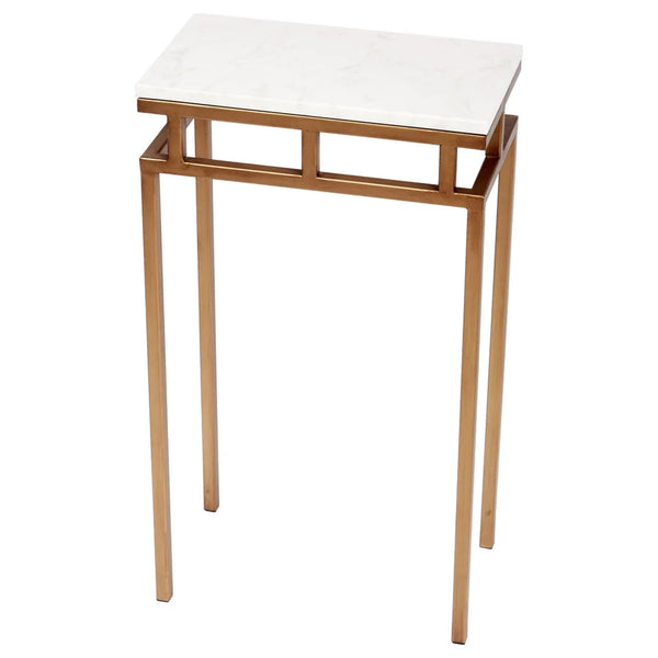 Tait Gold Accent Table with White Marble Top