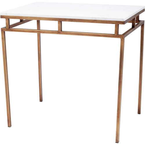 Tait Gold Accent Table with White Marble Top