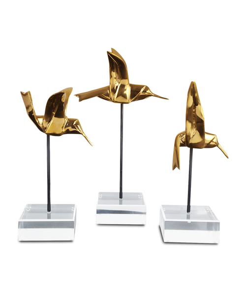 Currey & Company Gold Hummingbirds Set Of 3