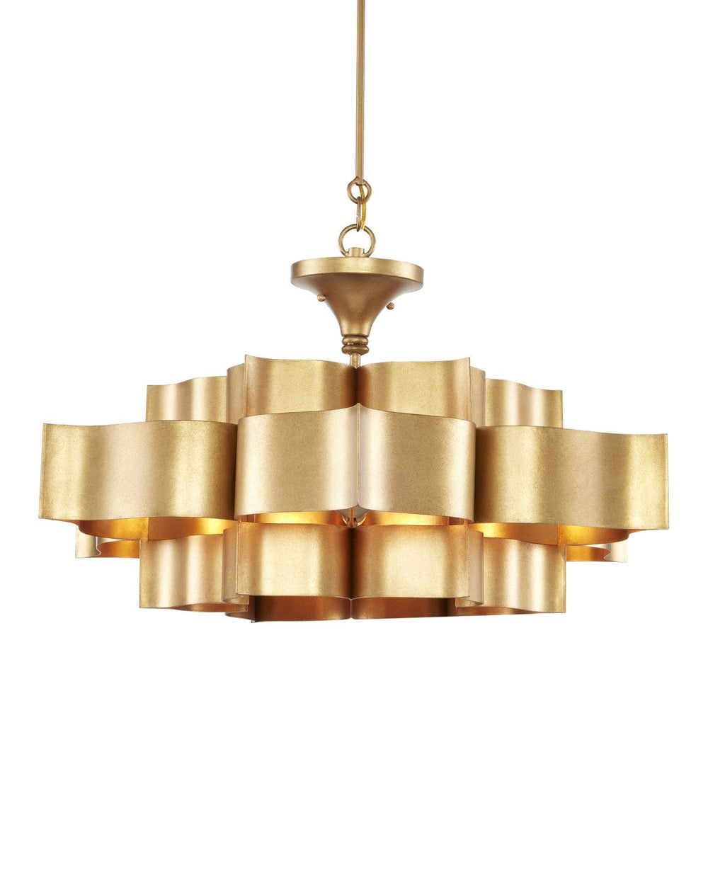 Currey & Company Grand Lotus 30" Gold 6 Light Convertible Chandelier