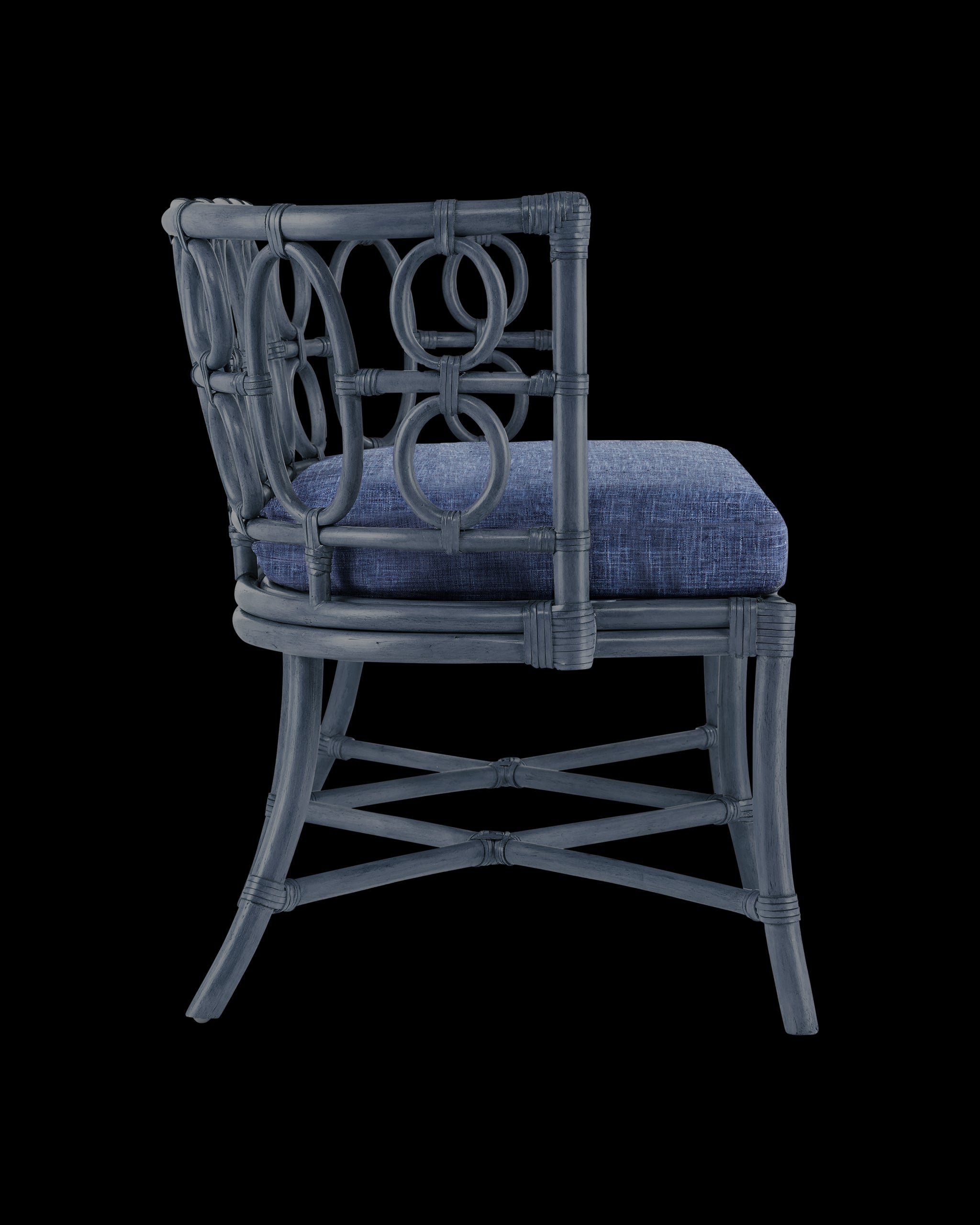 Currey & Company Tegal Navy Bench, Finn Indigo