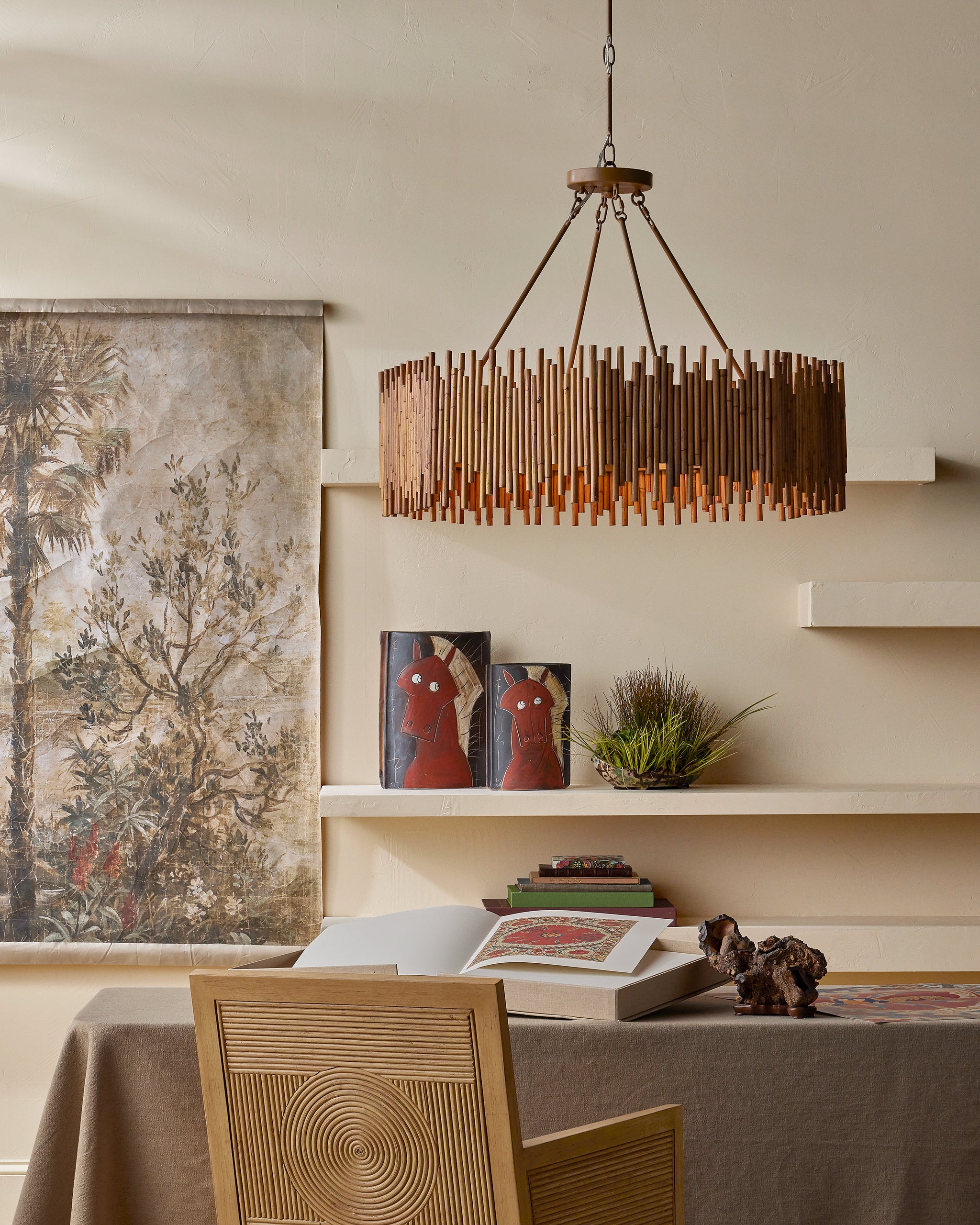 Currey & Company Santos Sea Sand Armchair, Liller Malt