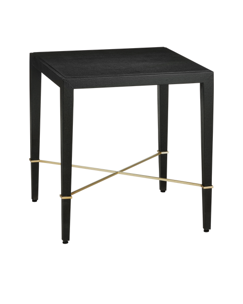 Currey & Company Verona Black Linen End Table