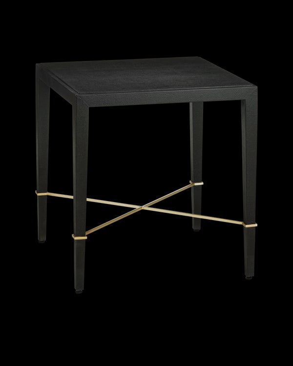 Currey & Company Verona Black Linen End Table