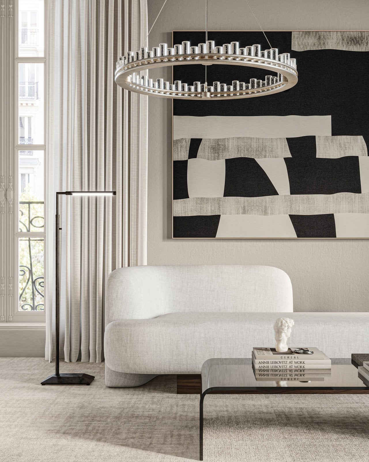 Currey & Company Pleiades 36" Seeded Crystal Led Chandelier