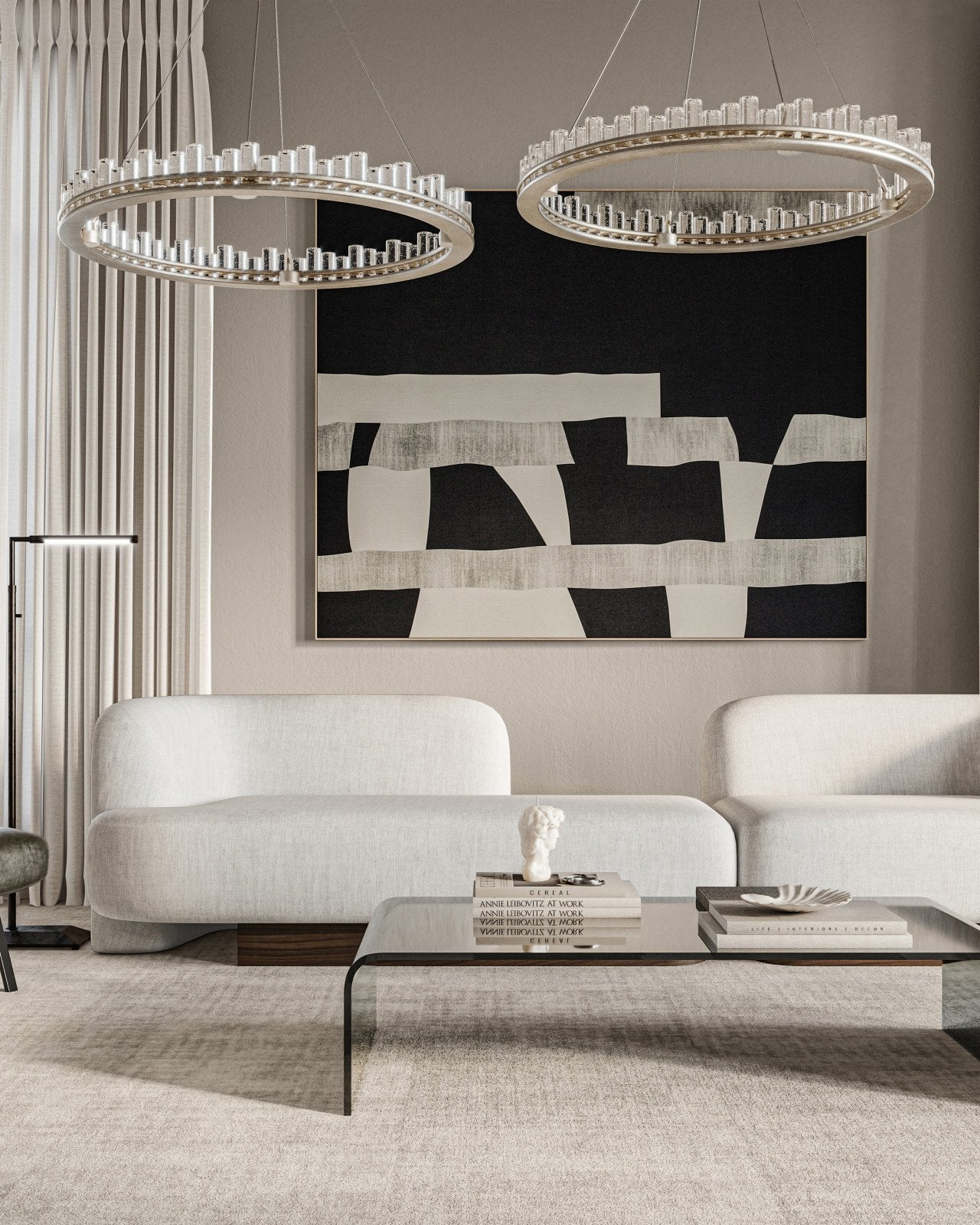 Currey & Company Pleiades 36" Seeded Crystal Led Chandelier