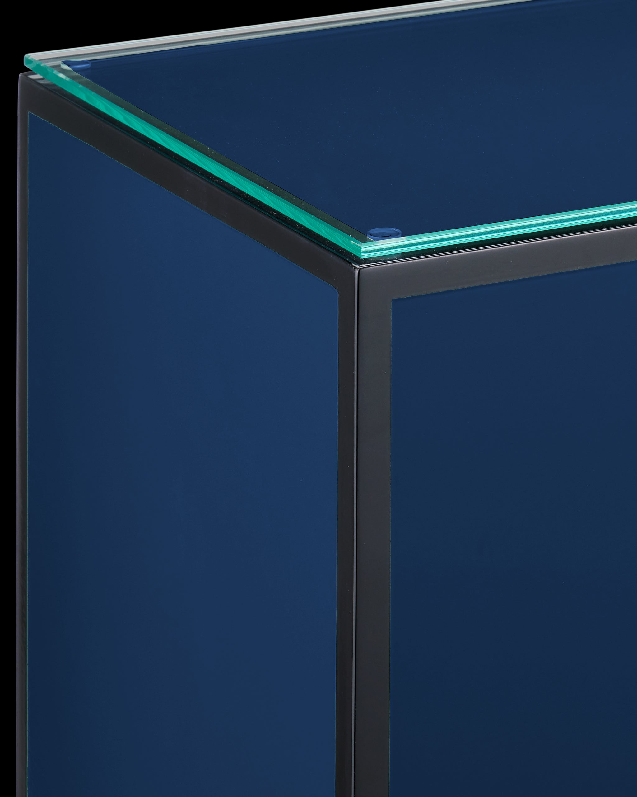 Currey & Company Navy Lacquer Side Table