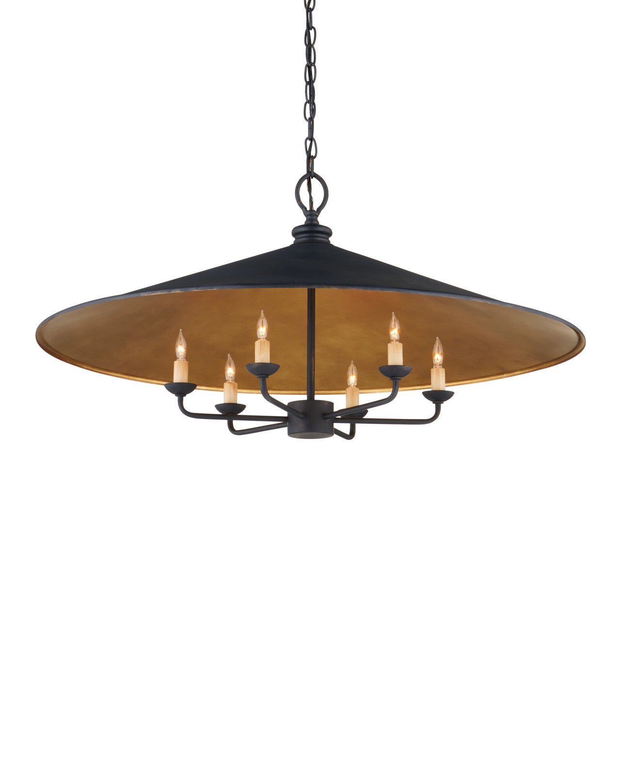 Currey & Company Brussels 36" Black 6 Light Chandelier