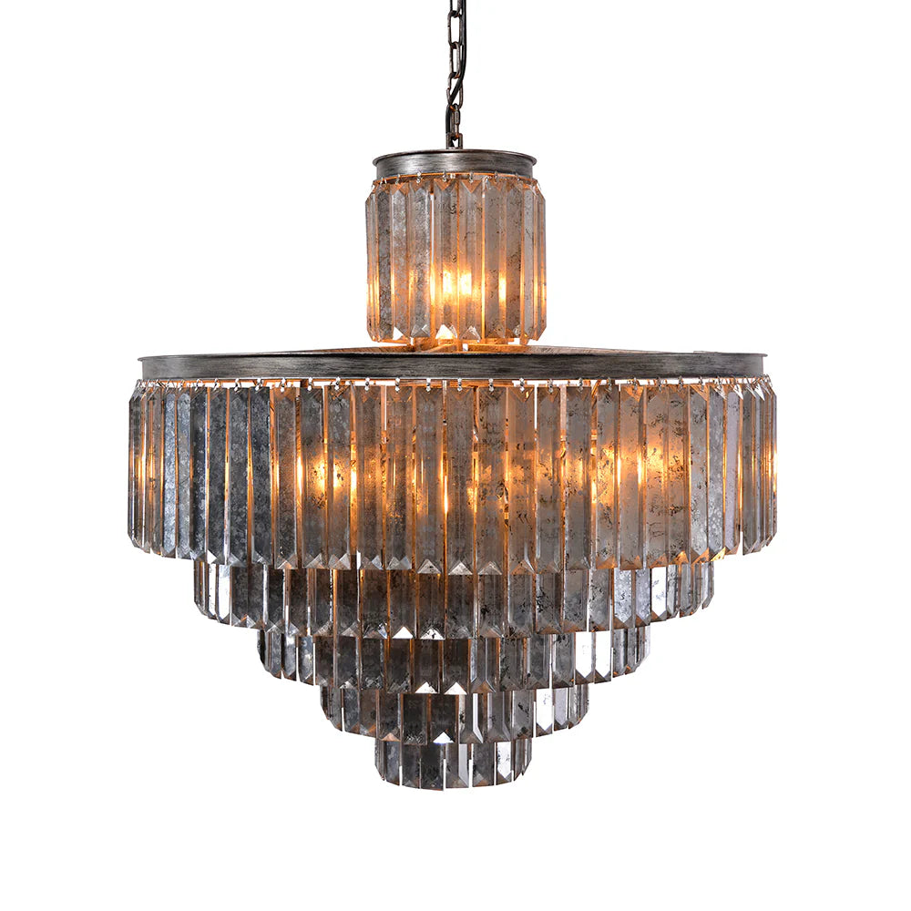 Zentique 6 Tier Rustic Crystal Chandelier D Istressed Metal, Distressed Crystals
