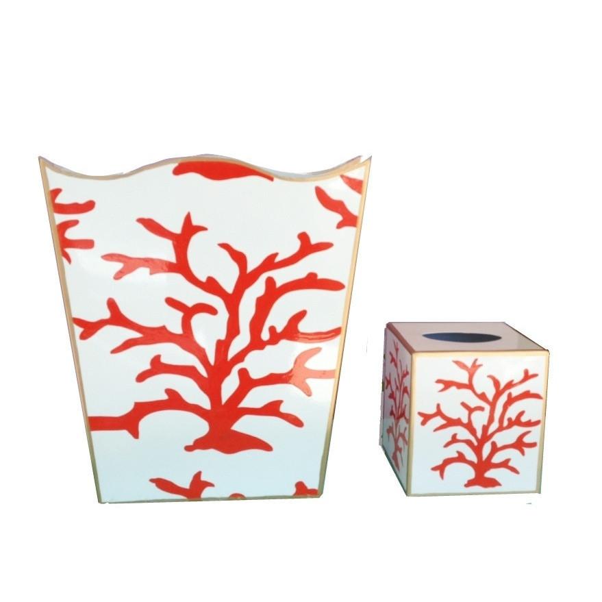 Dana Gibson Coral Design Wastebasket