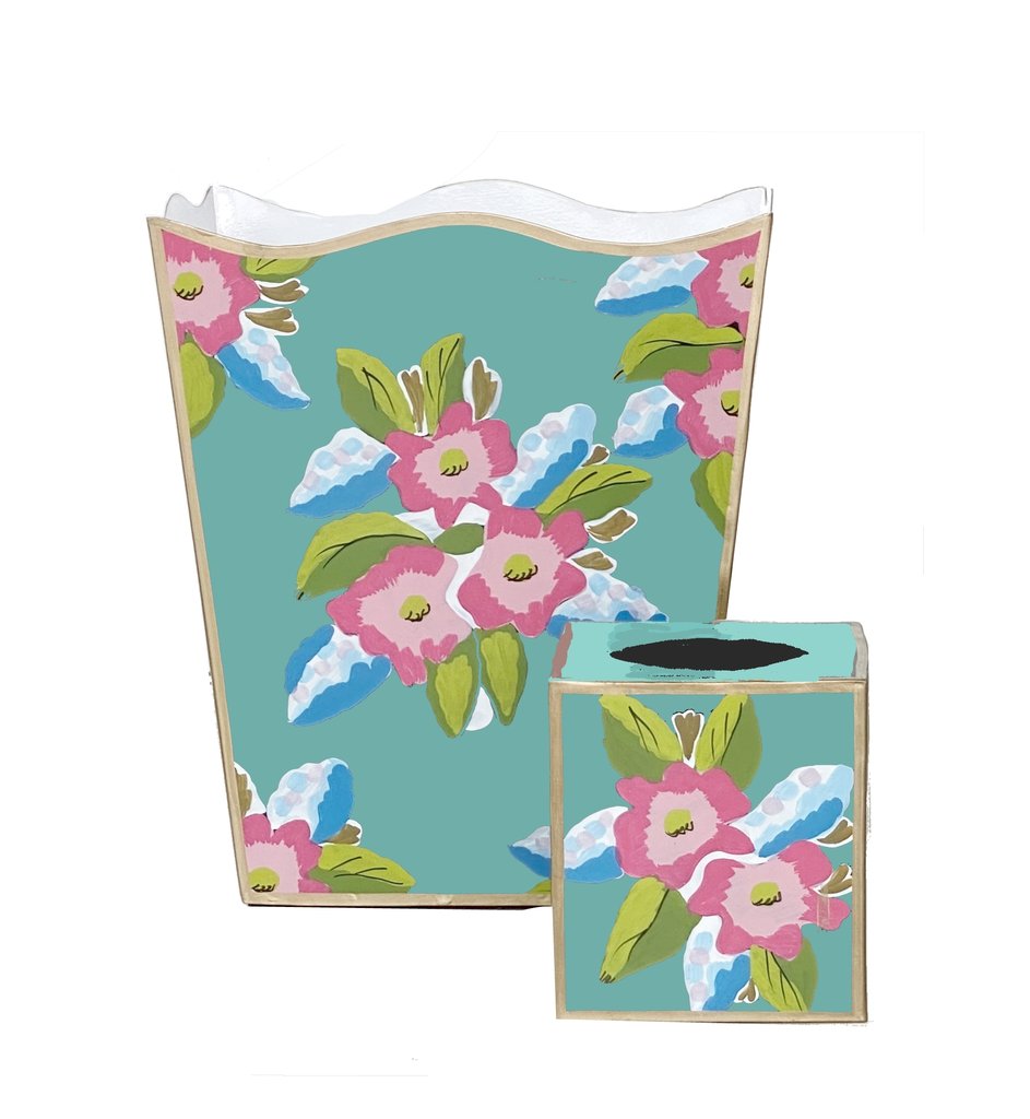 Dana Gibson Elsie Floral Wastebasket