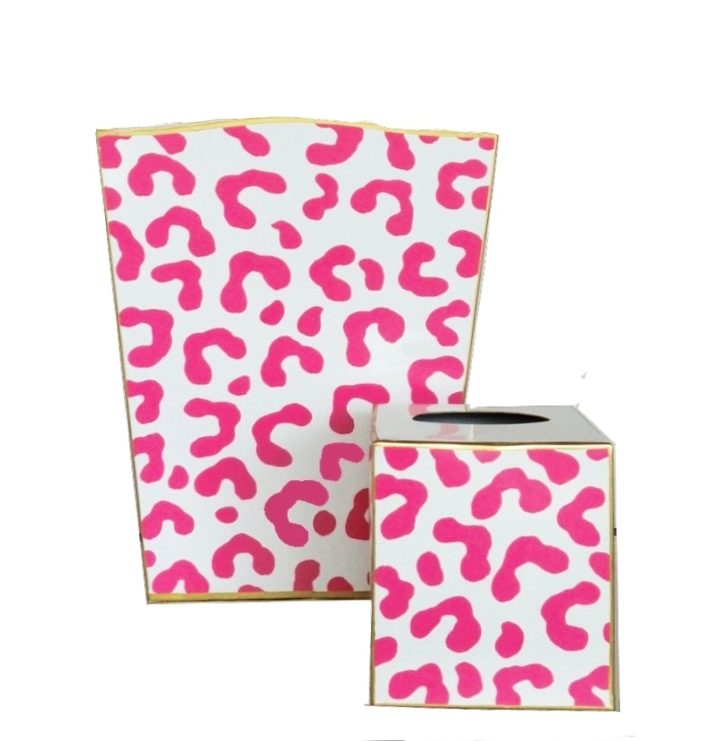 Dana Gibson Wastebasket in Pink Ocelot