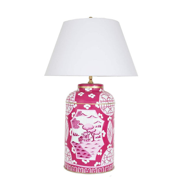 Dana Gibson Large Canton Tea Caddy Lamp, Pink