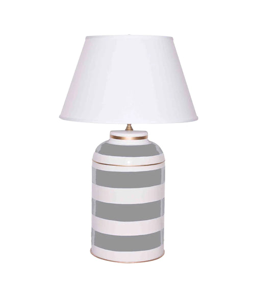 Dana Gibson Grey Stripe Tea Caddy Lamp