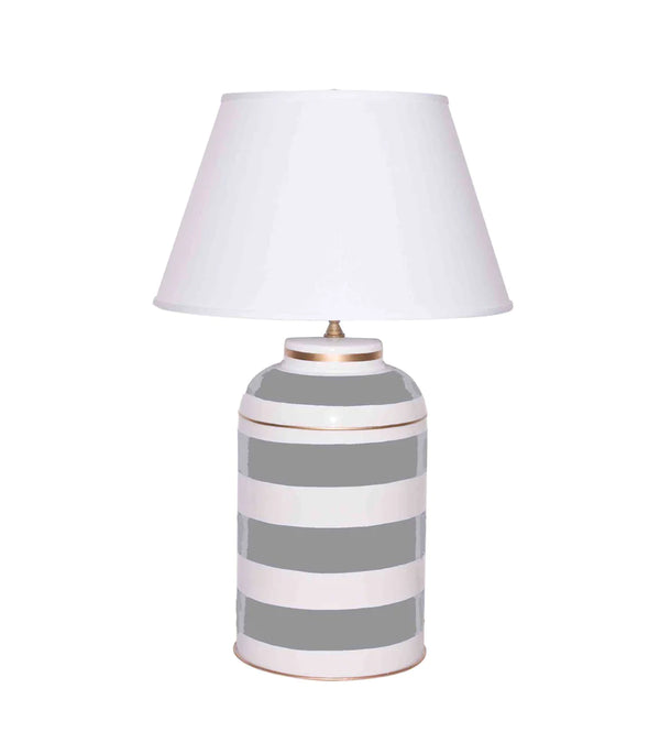 Dana Gibson Grey Stripe Tea Caddy Lamp