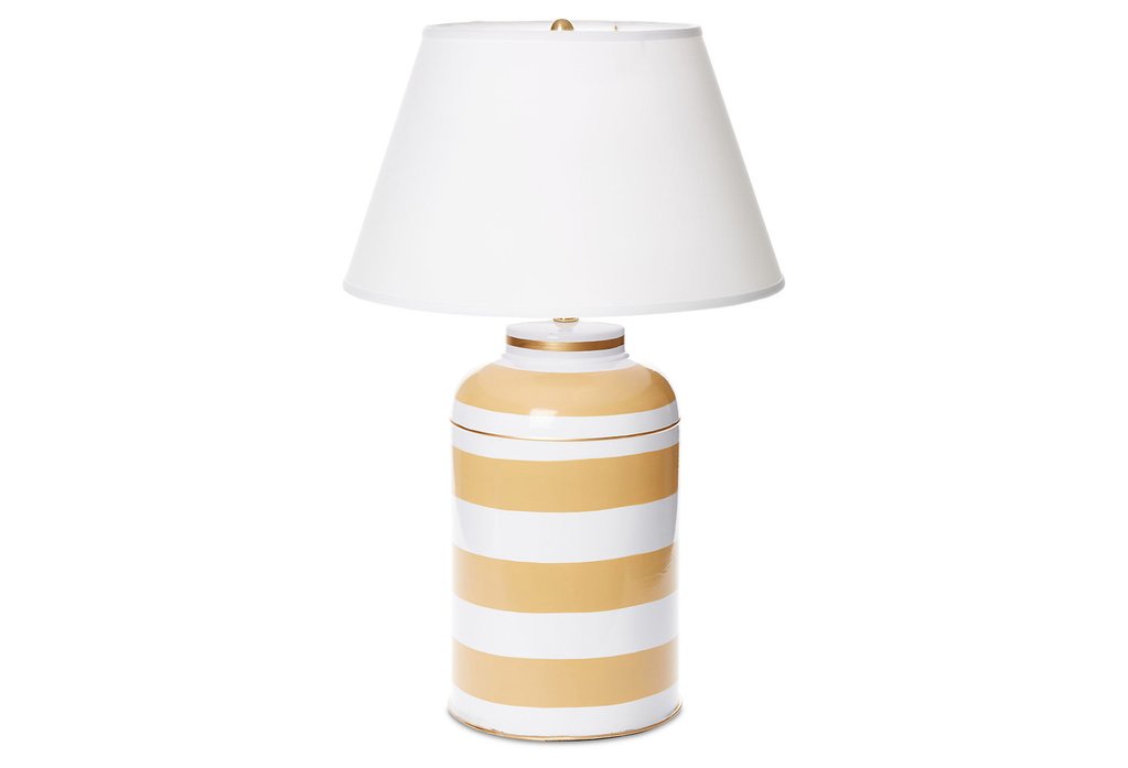 Dana Gibson Striped Tea Caddy Lamp in Taupe