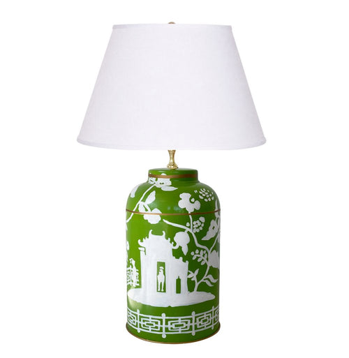 Dana Gibson Xanadu Tea Caddy Lamp, Green
