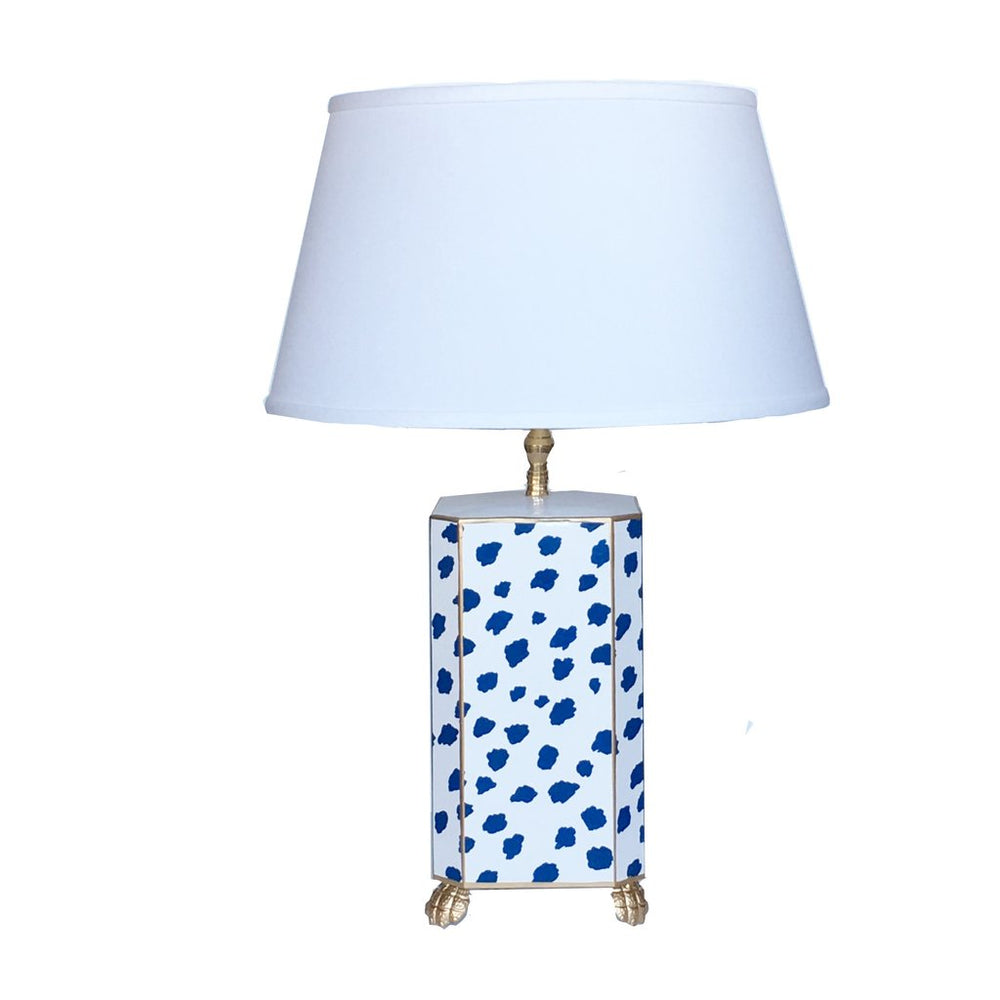 Dana Gibson Fleck Lamp in Navy Blue and White