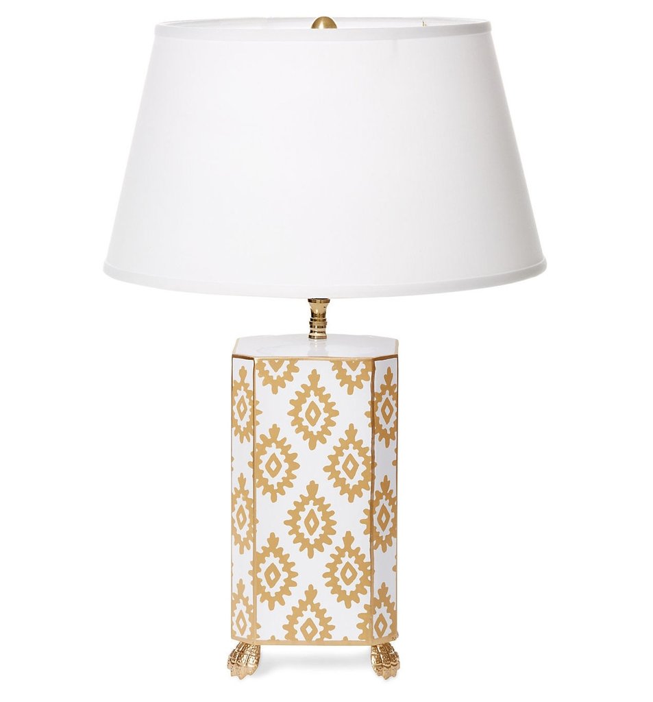 Dana Gibson Taupe Block Print Lamp in Small