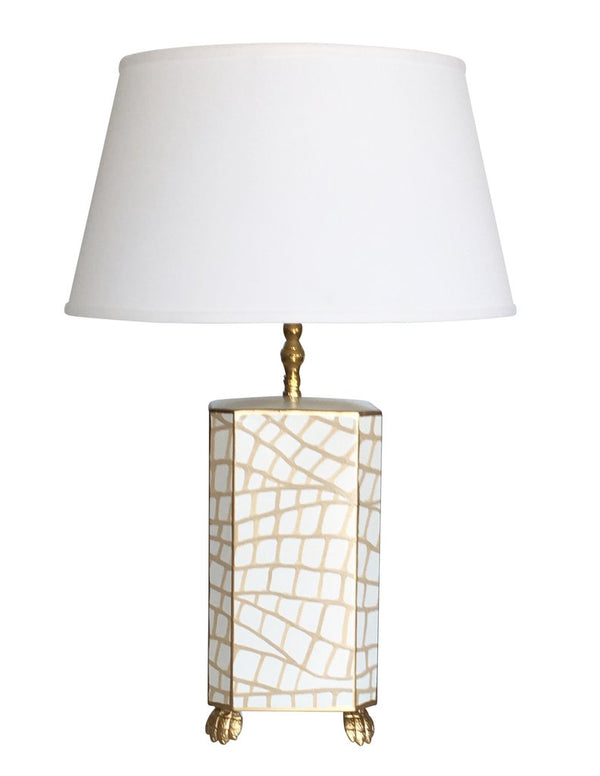 Dana Gibson Croc Lamp in White/Gold