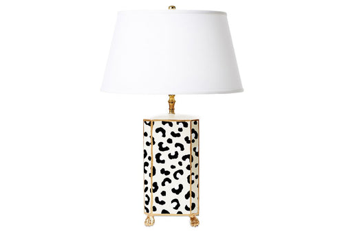 Dana Gibson Leopard Lamp With Gold Lion Foot Detail