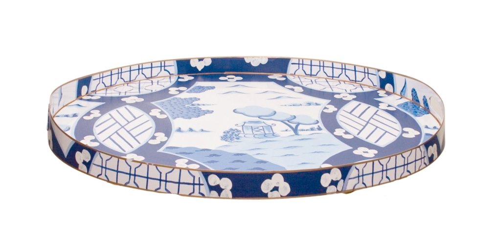 Dana Gibson Canton Blue Tray with Optional Table