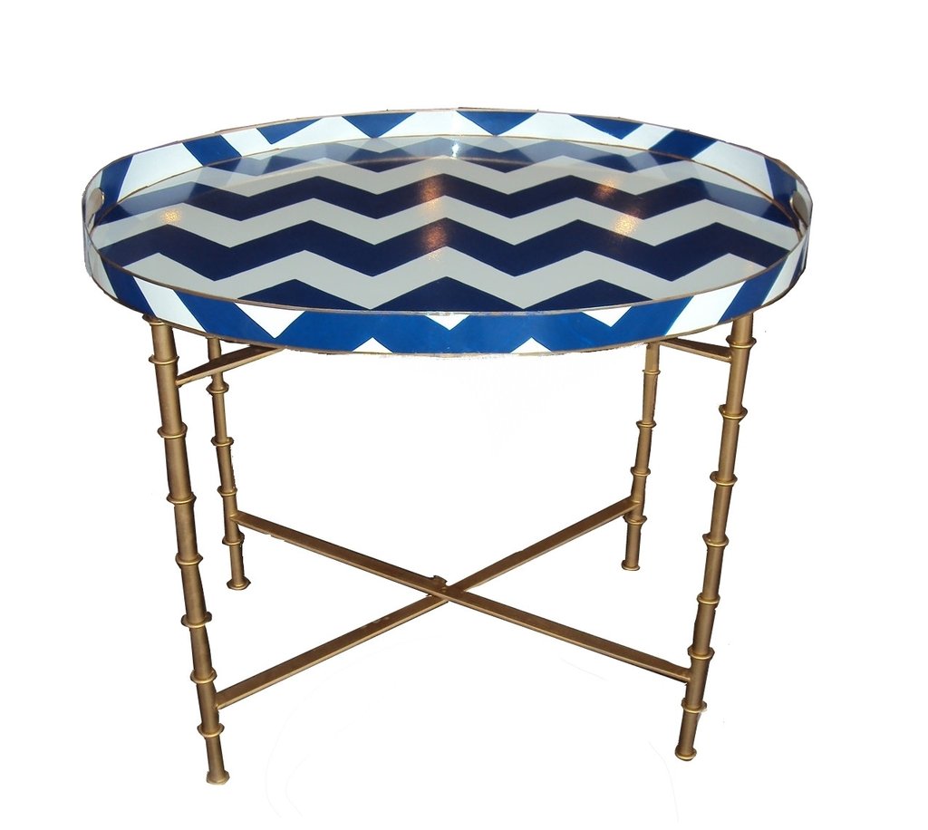 Dana Gibson Navy Bargello Tray Table