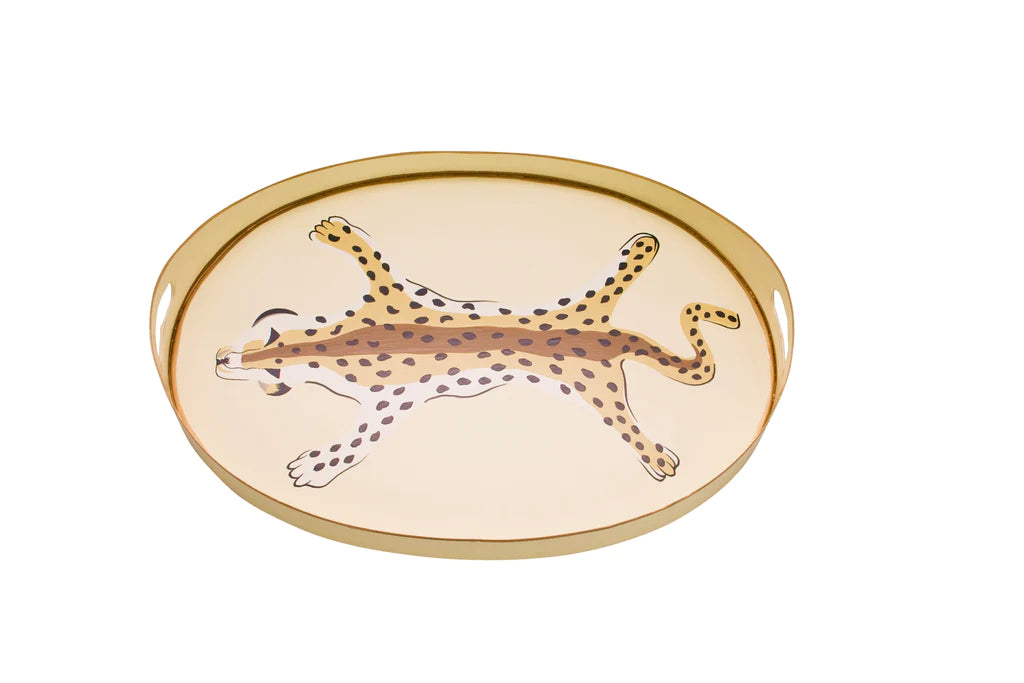 Dana Gibson Oval Leopard Tray